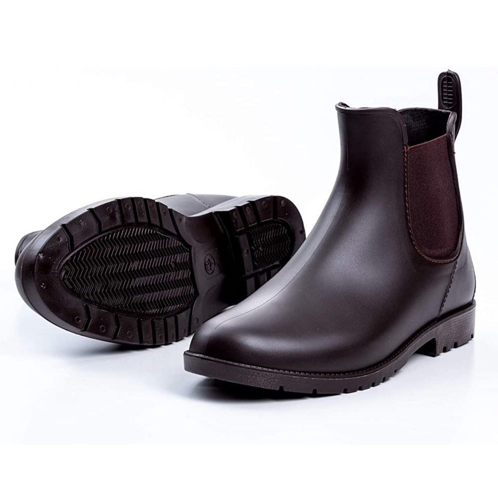 Women's Short Ankle Rain Boots Anti Slip Waterproof Slip On Chelsea Booties - Picture 4 of 6